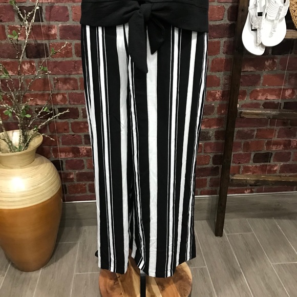 Sz 6 & 16 Stripe Wide Leg Cropped Pant - Picture 4 of 7